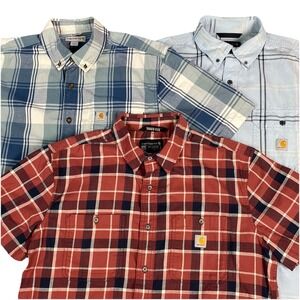 Carhartt Rugged Flex, Relaxed Fit, Plaid Short Sleeve Shirt Mens Large Lot of 3